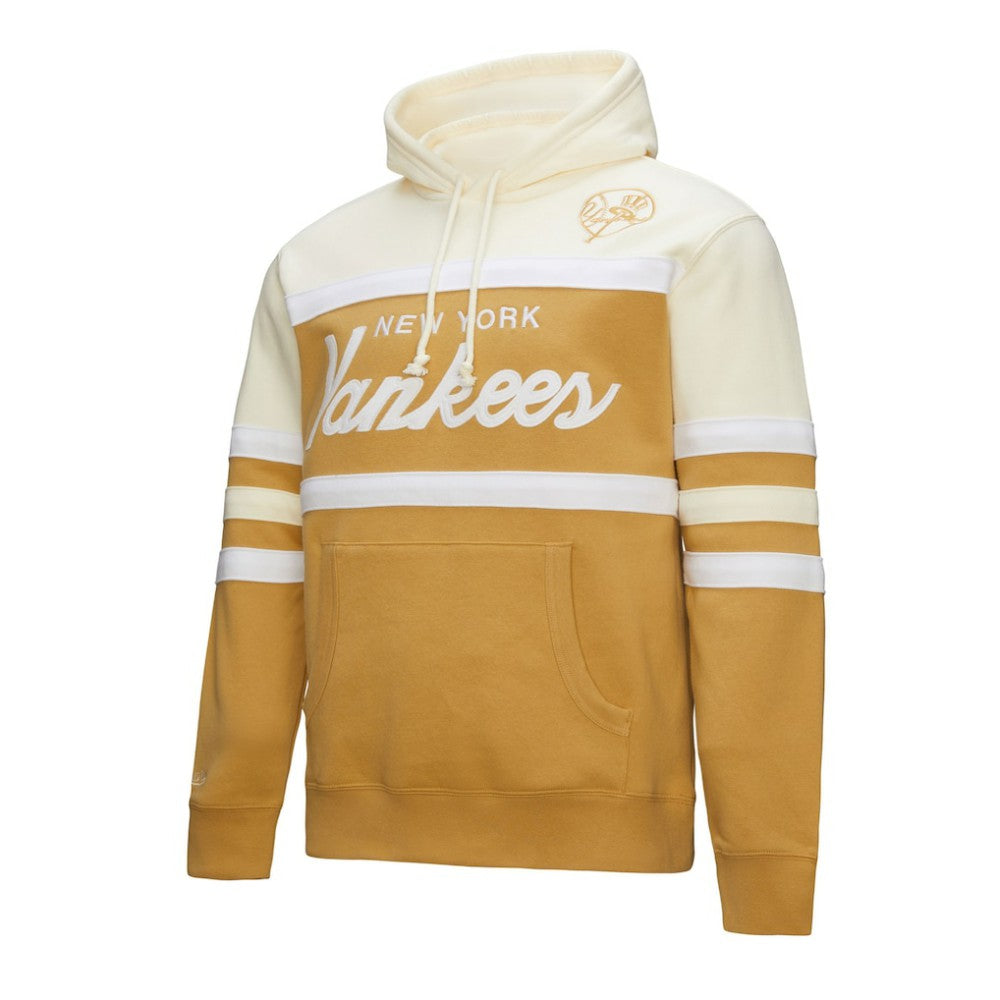 Tan/Cream New York Yankees Mitchell & Ness Head Coach Pullover Hoodie