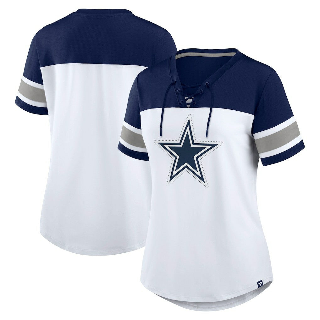 Women's Athena Rhinestone Lace-Up V-Neck T-Shirt - Dallas Cowboys T-shirts