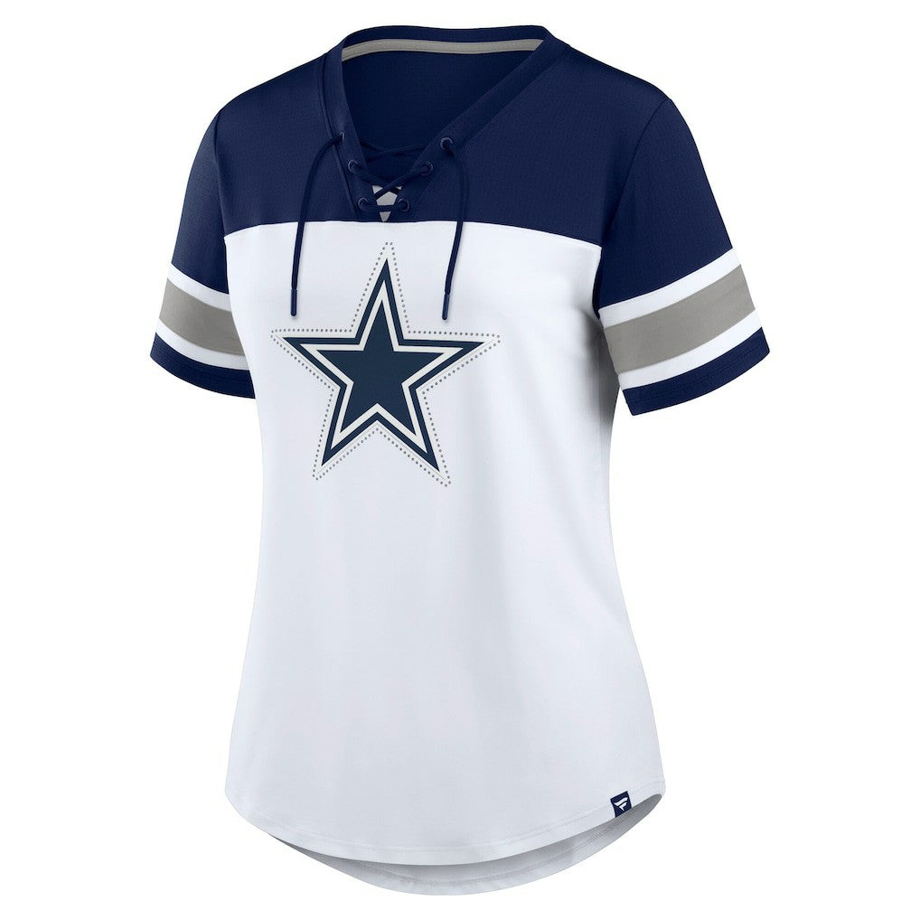 Women's Athena Rhinestone Lace-Up V-Neck T-Shirt - Dallas Cowboys T-shirts