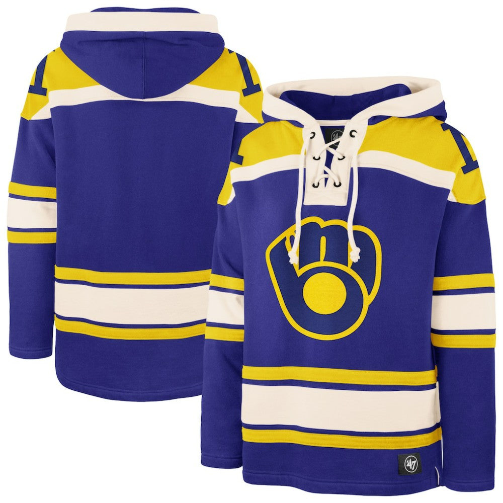 Royal Milwaukee Brewers '47 Superior Lacer Pullover Hoodie