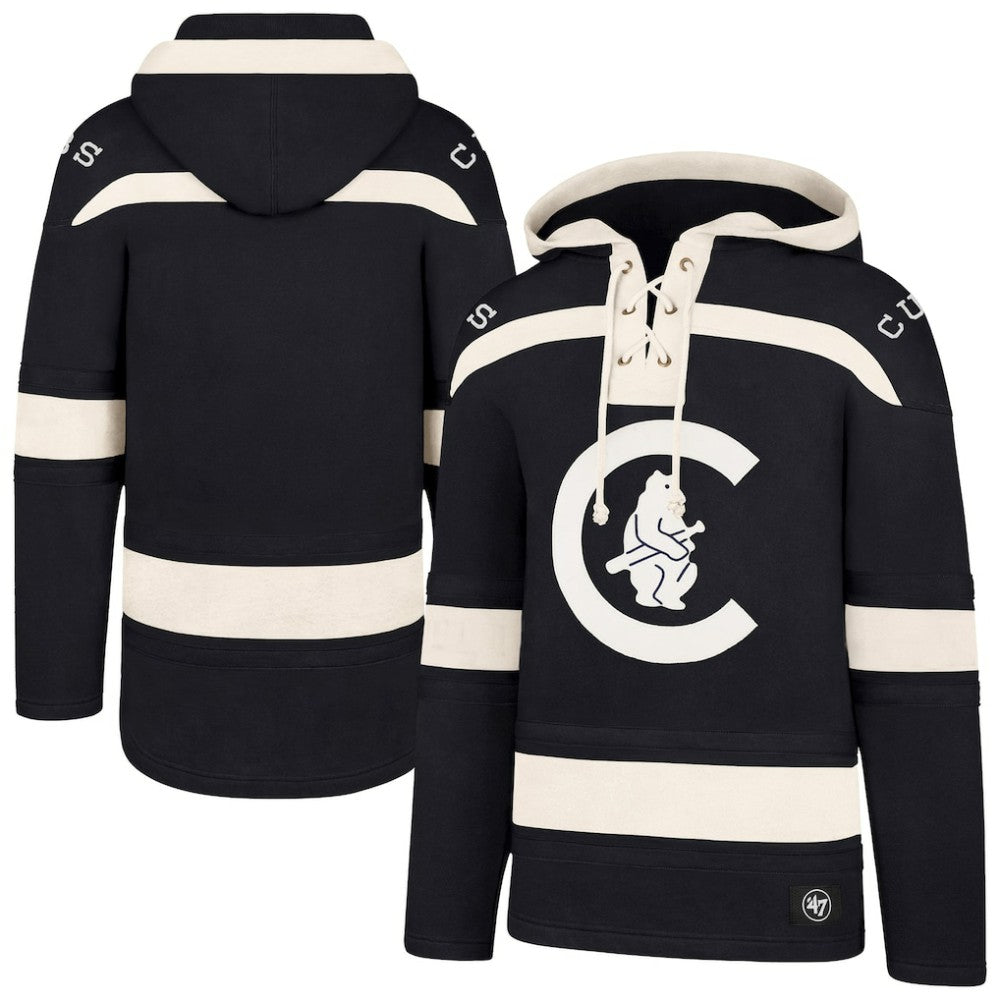 Navy Chicago Cubs '47 Superior Lacer Pullover Hoodie