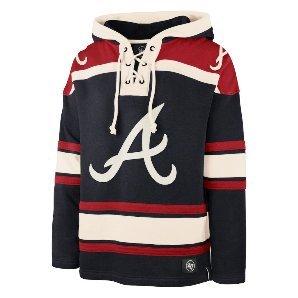 Navy Atlanta Braves '47 Superior Lacer Pullover Hoodie