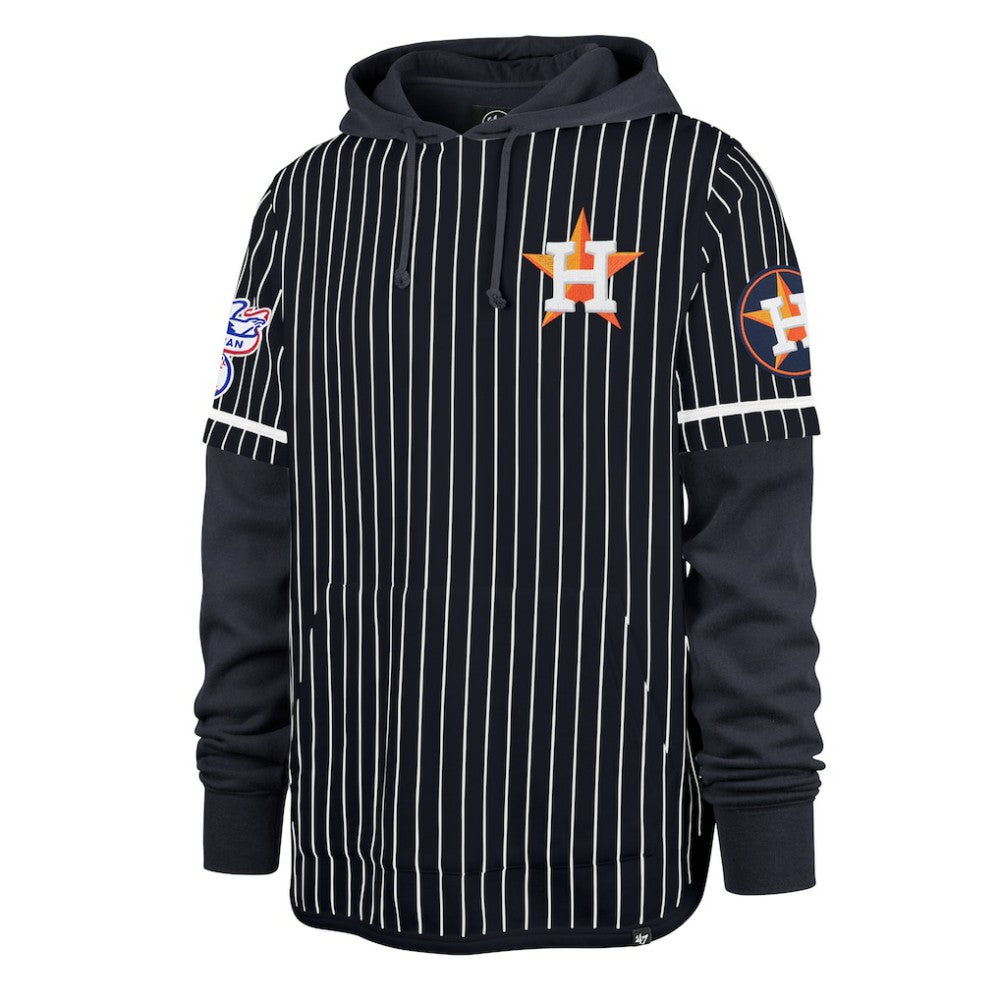 Navy Houston Astros '47 Pinstripe Double Header Pullover Hoodie