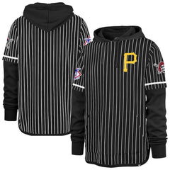 Black Pittsburgh Pirates '47 Pinstripe Double Header Pullover Hoodie