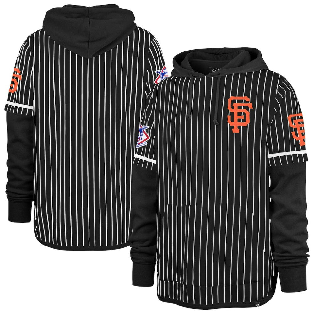 Black San Francisco Giants '47 Pinstripe Double Header Pullover Hoodie