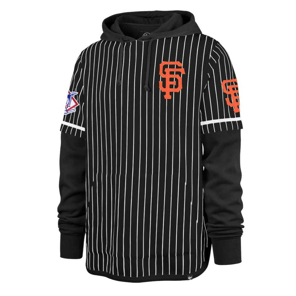 Black San Francisco Giants '47 Pinstripe Double Header Pullover Hoodie