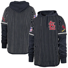 Navy St. Louis Cardinals '47 Pinstripe Double Header Pullover Hoodie