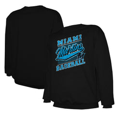 Black Miami Marlins Stitches Lightweight Crew Sweatshirt