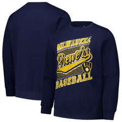 Navy Milwaukee Brewers Stitches Lightweight Crew Sweatshirt
