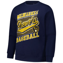 Navy Milwaukee Brewers Stitches Lightweight Crew Sweatshirt