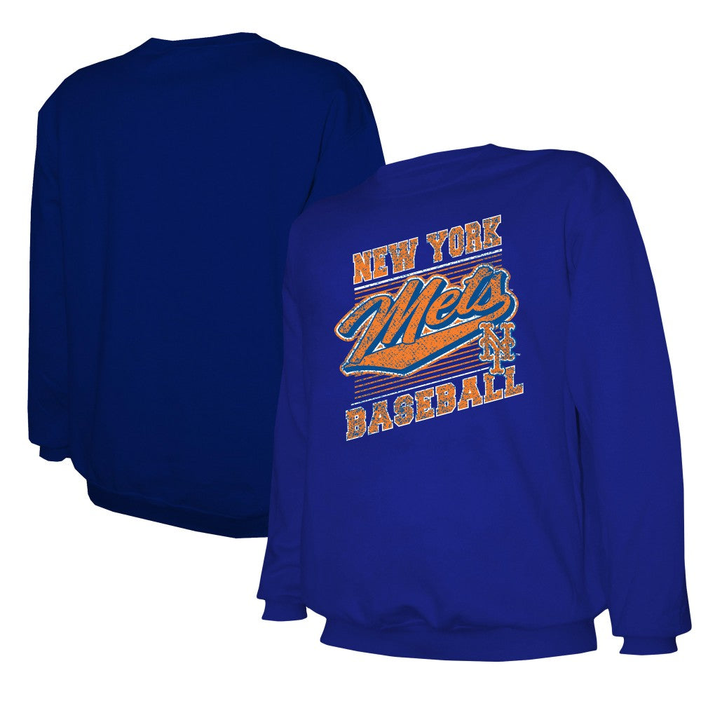 Royal New York Mets Stitches Lightweight Crew Sweatshirt