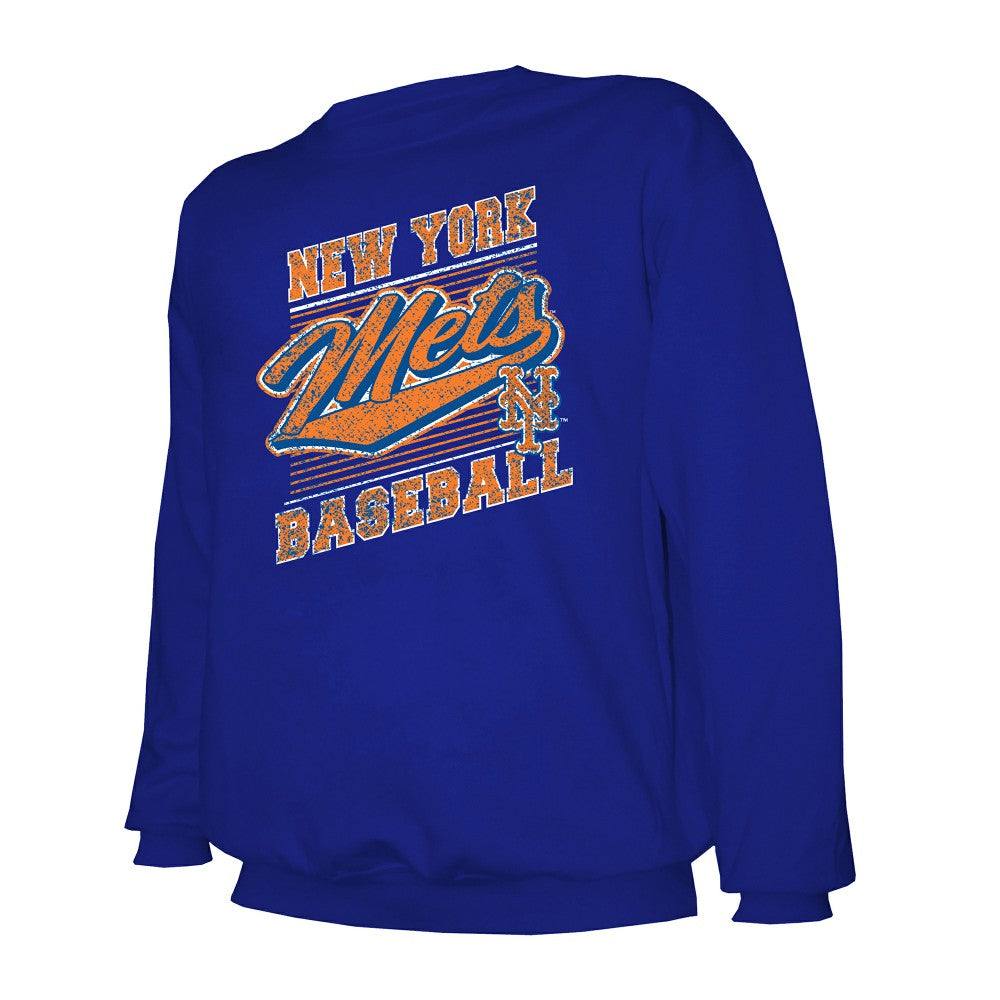 Royal New York Mets Stitches Lightweight Crew Sweatshirt