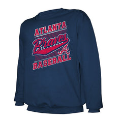 Navy Atlanta Braves Stitches Lightweight Crew Sweatshirt