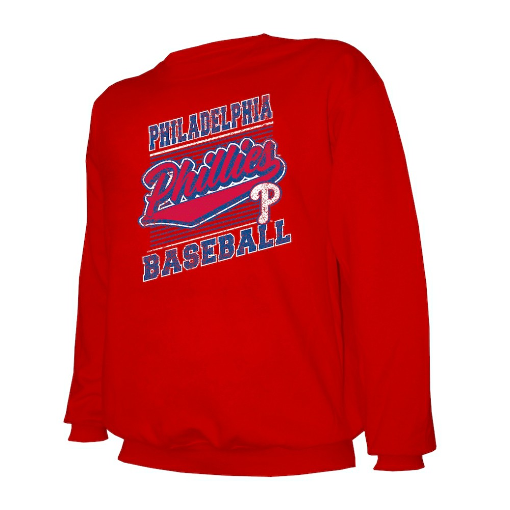 Red Philadelphia Phillies Stitches Lightweight Crew Sweatshirt