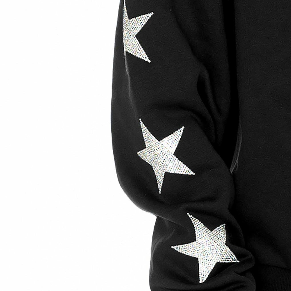 Gameday Couture Women's Rhinestone Star Sleeve Settle the Score Oversized Tri-Blend Pullover - Cincinnati Bengals Pullover