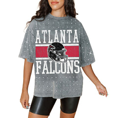 Gameday Couture Women's Oversized Mini Rhinestone Classic T-Shirt - Atlanta Falcons T-shirts