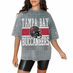 Gameday Couture Women's Oversized Mini Rhinestone Classic T-Shirt - Tampa Bay Buccaneers T-shirts
