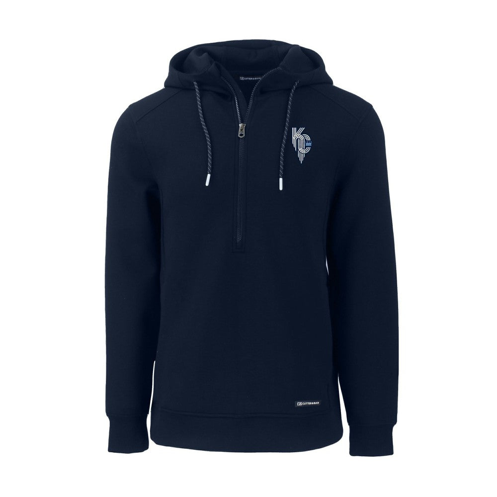 Navy Kansas City Royals Cutter & Buck Roam Eco Recycled Half-Zip Pullover Hoodie