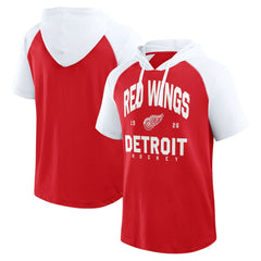 NHL Detroit Red Wings Logo Athletic Prime Raglan Short Sleeve Pullover Hoodie