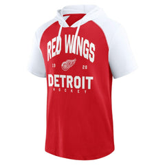 NHL Detroit Red Wings Logo Athletic Prime Raglan Short Sleeve Pullover Hoodie