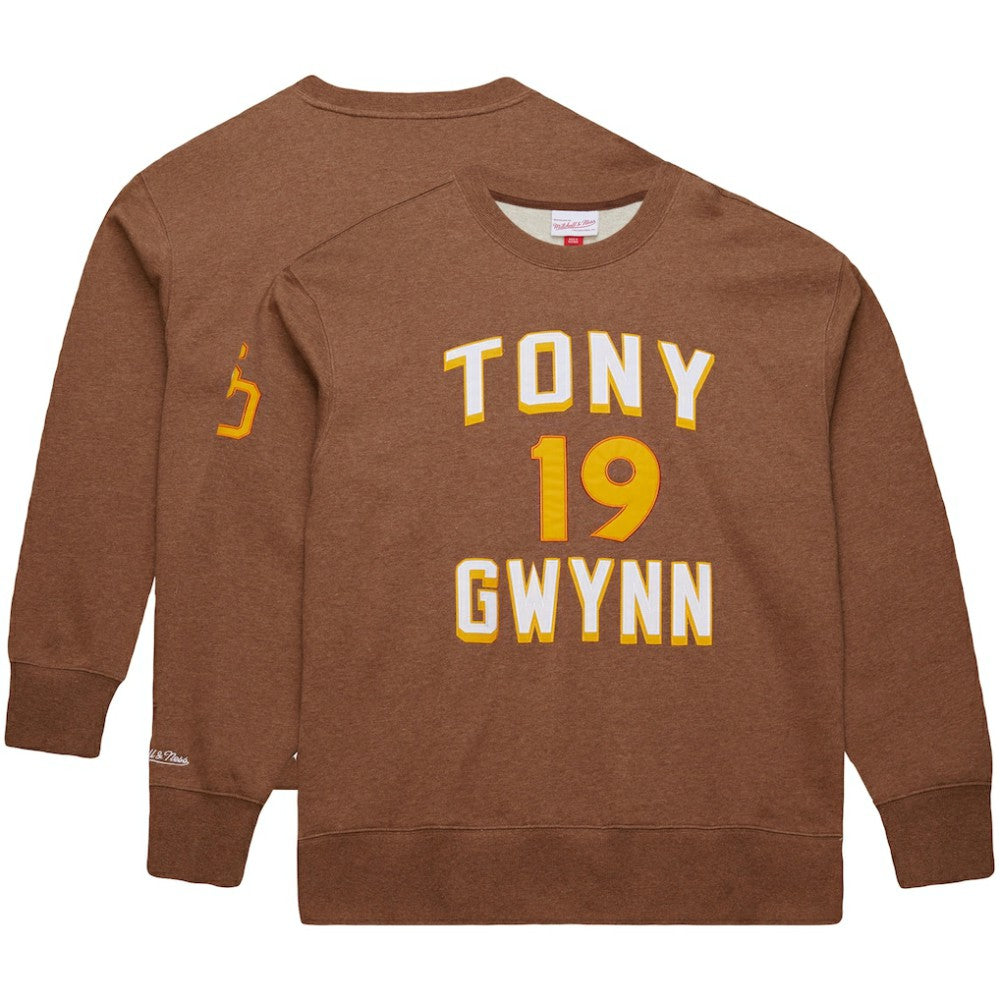 Brown Tony Gwynn San Diego Padres Mitchell & Ness Legends Collection Vintage Logo Name & Number Fleece Pullover Sweatshirt