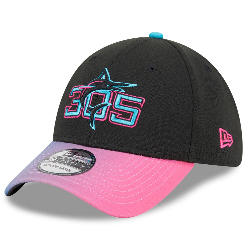 Black/Pink Miami Marlins New Era 2025 City Connect 39THIRTY Flex Hat