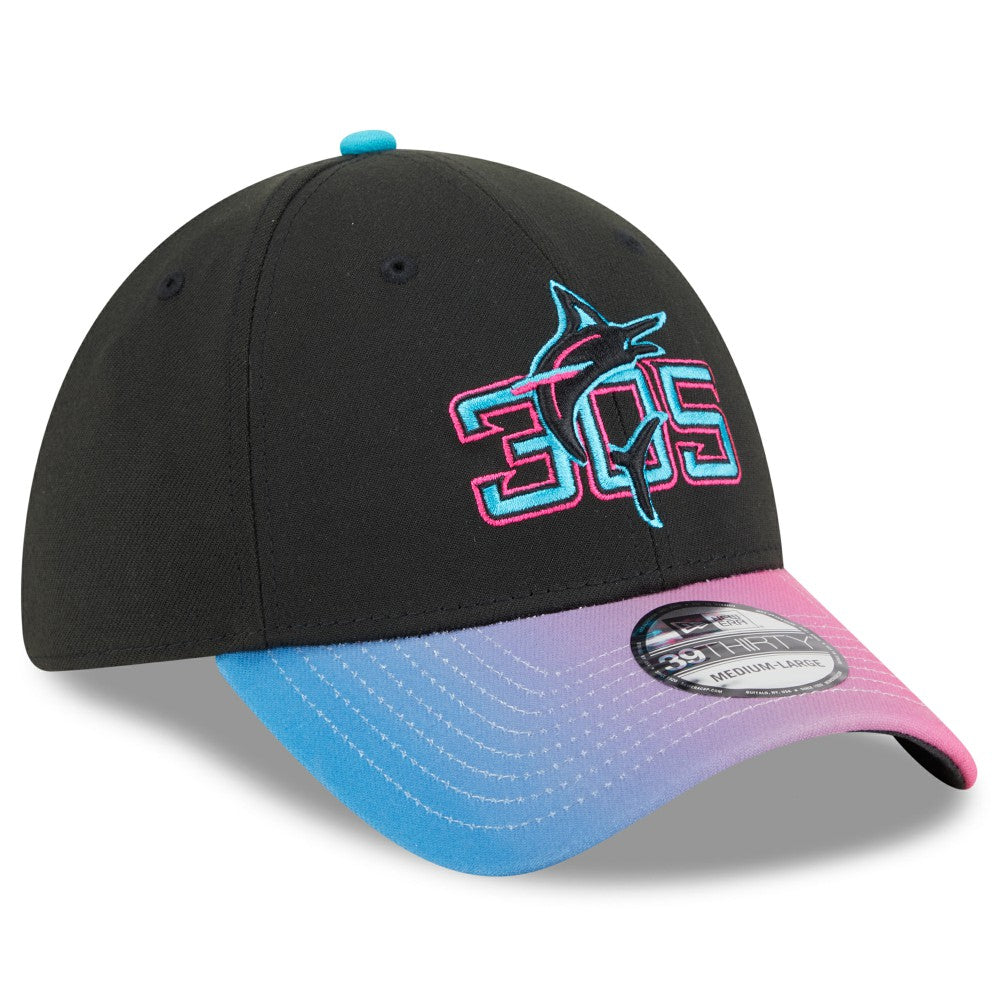 Black/Pink Miami Marlins New Era 2025 City Connect 39THIRTY Flex Hat