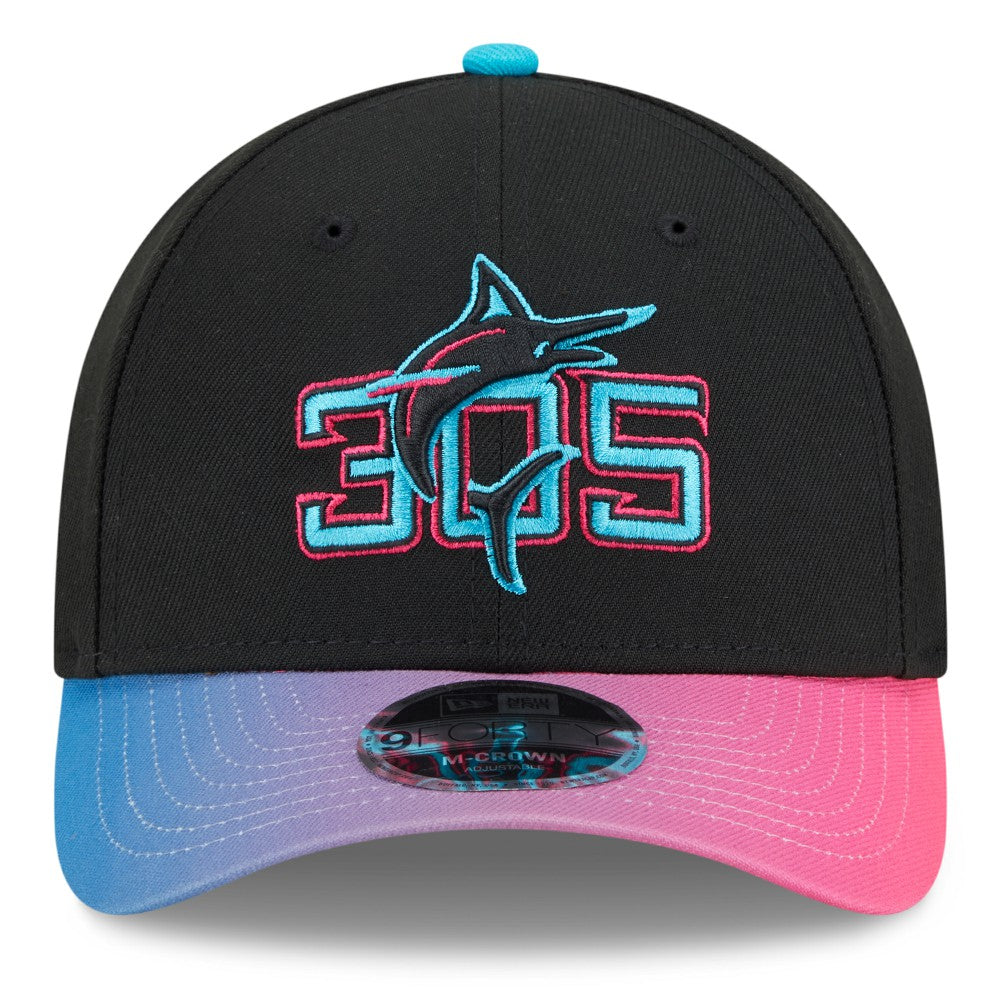 Black/Pink Miami Marlins New Era 2025 City Connect 9FORTY M-Crown Adjustable Hat