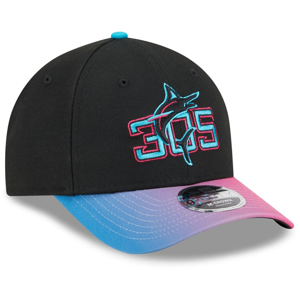 Black/Pink Miami Marlins New Era 2025 City Connect 9FORTY M-Crown Adjustable Hat