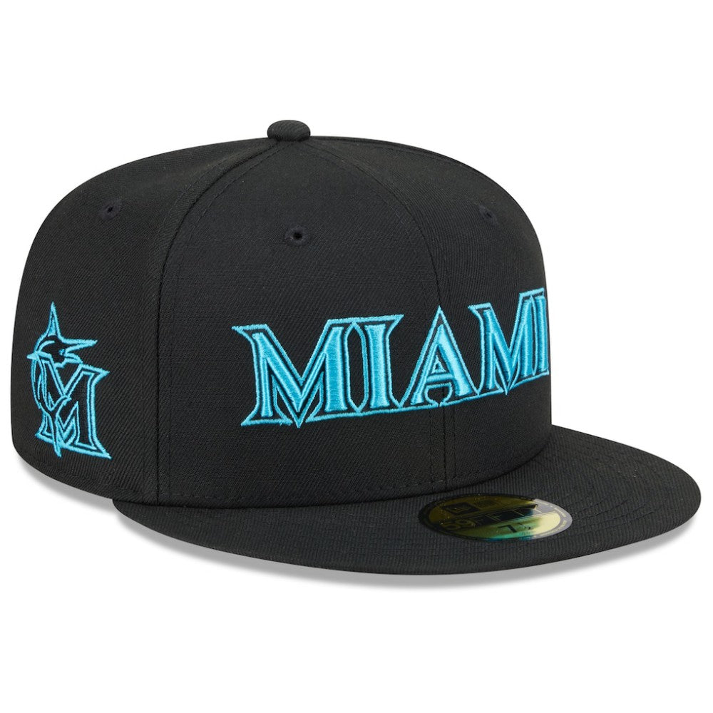 Black Miami Marlins New Era 2025 City Connect 59FIFTY Fitted Hat