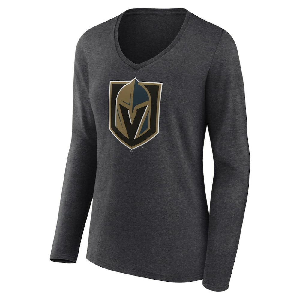 NHL Vegas Golden Knights Women's Primary Logo Long Sleeve V-Neck T-Shirt