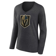 NHL Vegas Golden Knights Women's Primary Logo Long Sleeve V-Neck T-Shirt