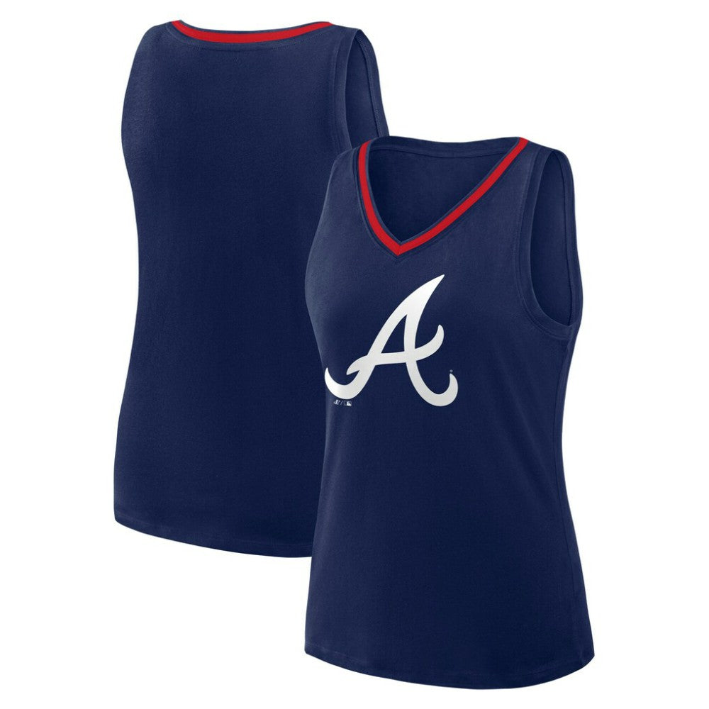 Navy Atlanta Braves Logo Athletic Women's Stellar Win V-Neck Tank Top
