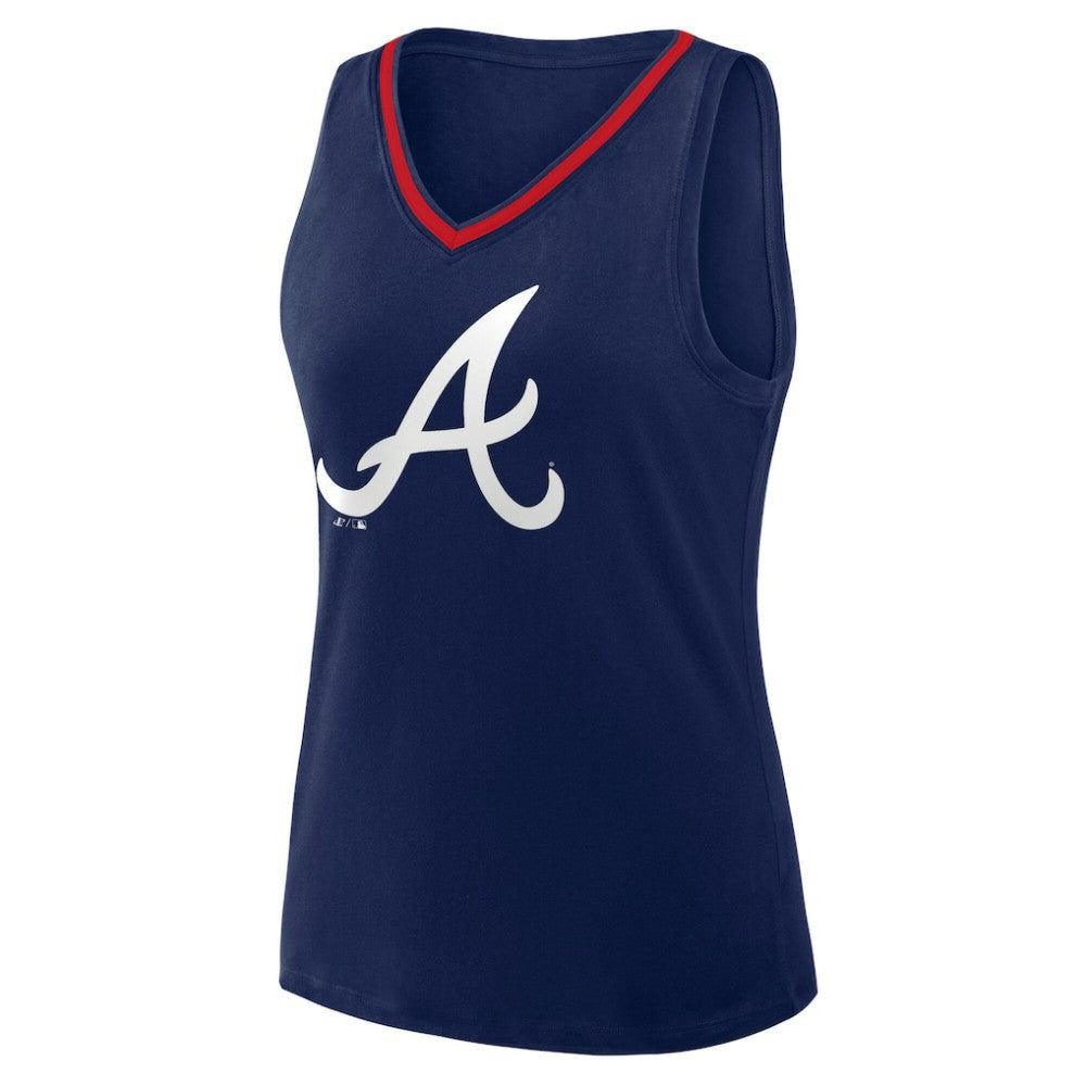 Navy Atlanta Braves Logo Athletic Women's Stellar Win V-Neck Tank Top