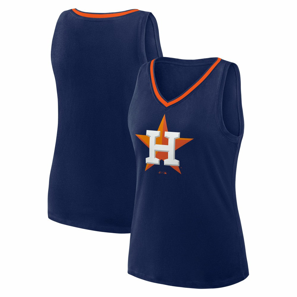 Navy Houston Astros Logo Athletic Women's Stellar Win V-Neck Tank Top