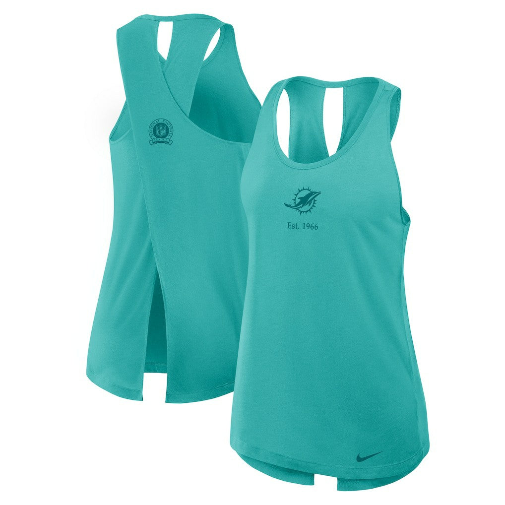 Women's Glory Open-Back Crisscross Dri-FIT Tank Top - Miami Dolphins Tops