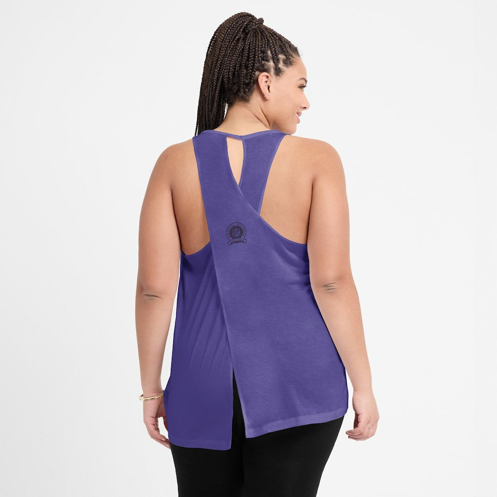 Women's Glory Open-Back Crisscross Dri-FIT Tank Top - Baltimore Ravens Tops