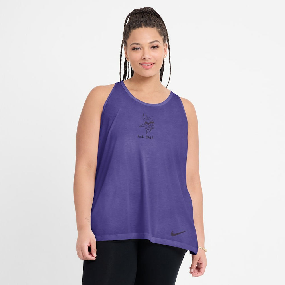 Women's Glory Open-Back Crisscross Dri-FIT Tank Top - Minnesota Vikings Tops
