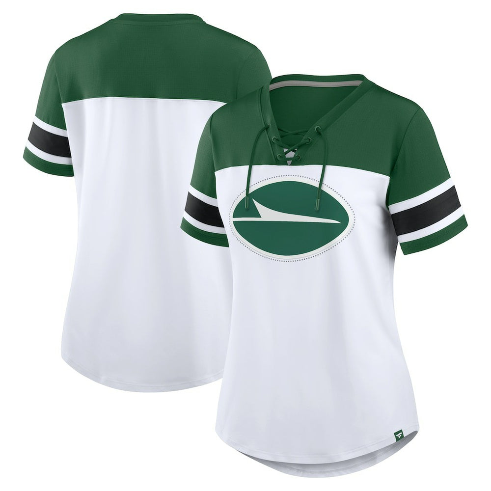 Women's Athena Rhinestone Lace-Up V-Neck T-Shirt - New York Jets T-shirts