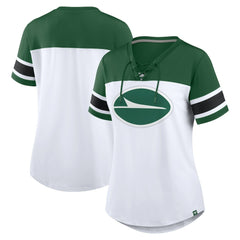Women's Athena Rhinestone Lace-Up V-Neck T-Shirt - New York Jets T-shirts
