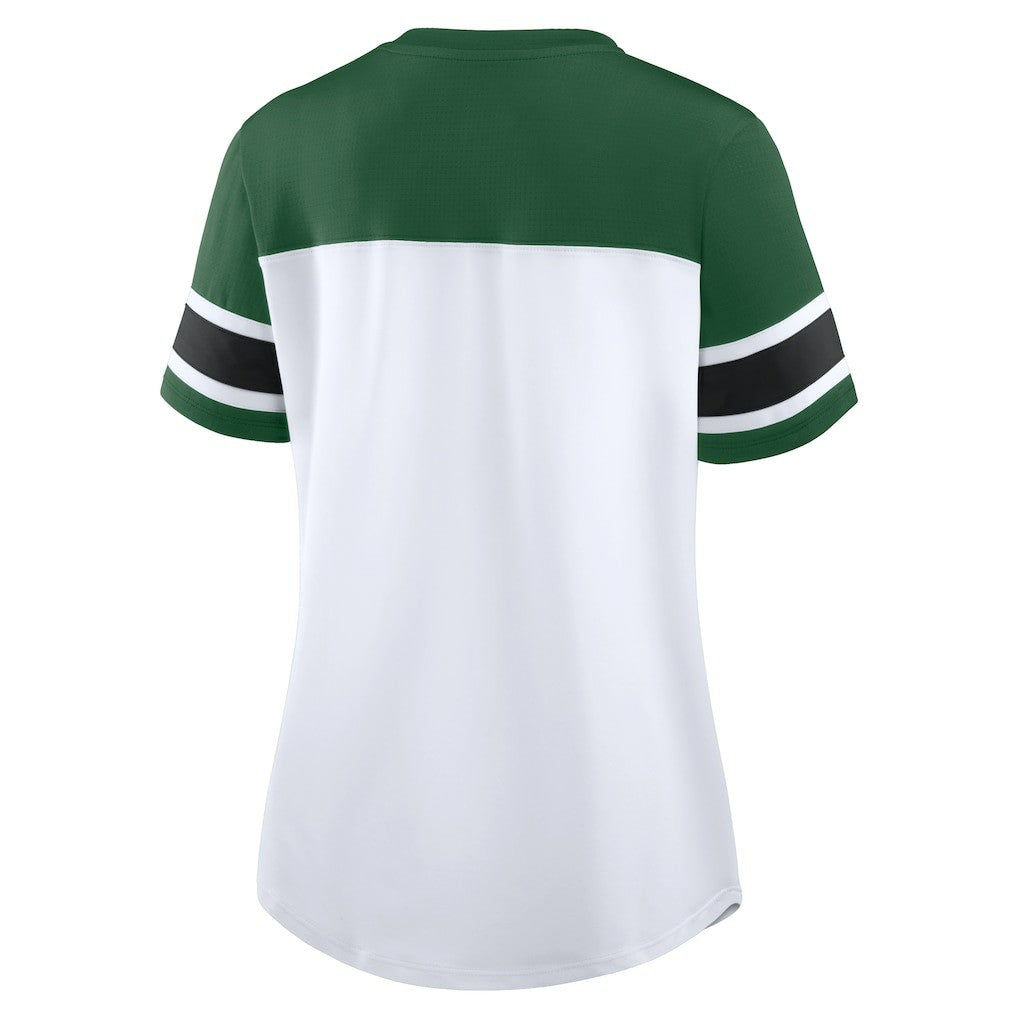 Women's Athena Rhinestone Lace-Up V-Neck T-Shirt - New York Jets T-shirts