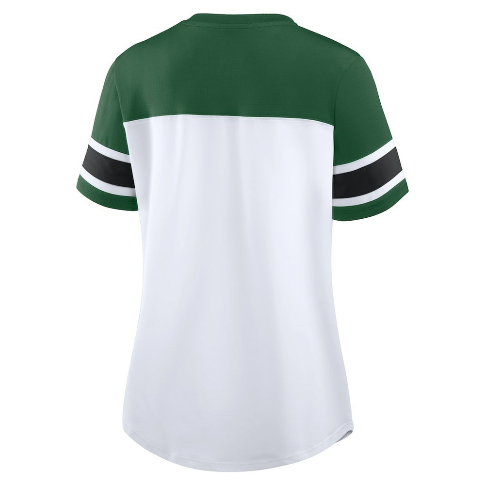 Women's Athena Rhinestone Lace-Up V-Neck T-Shirt - New York Jets T-shirts