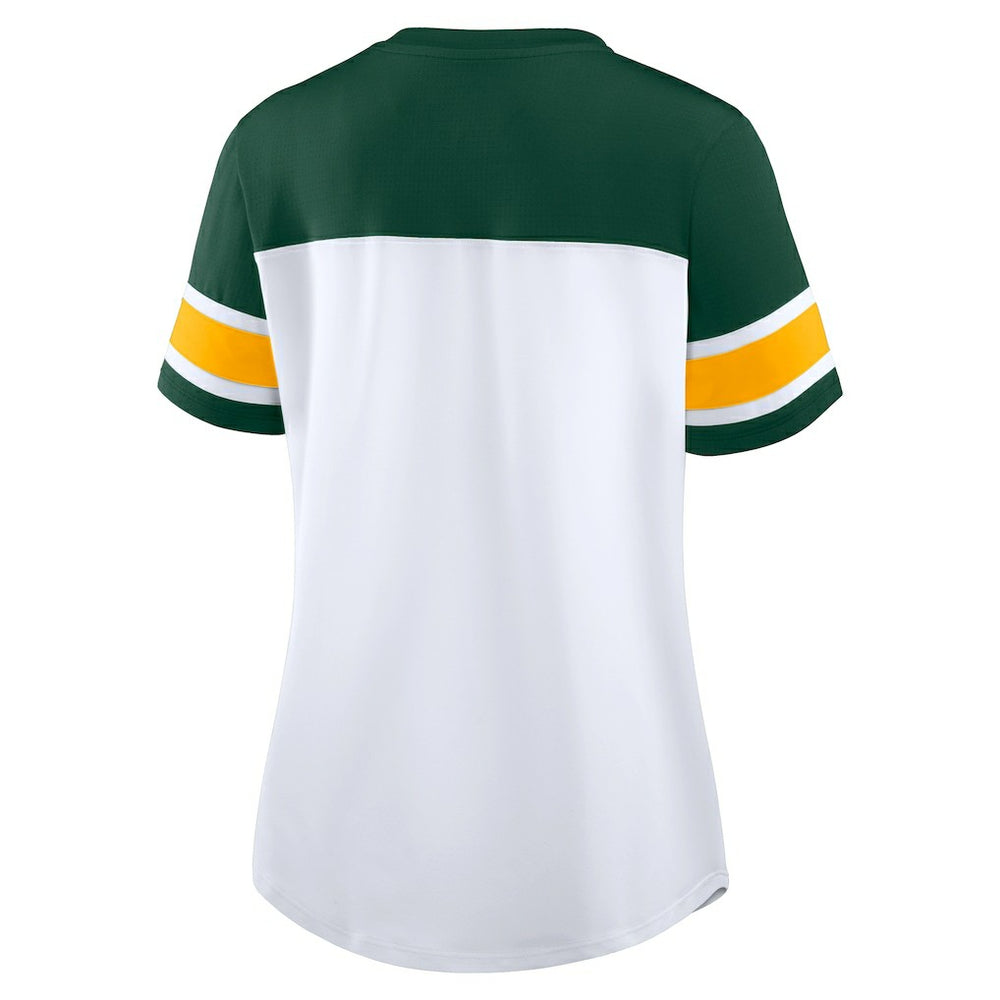 Women's Athena Rhinestone Lace-Up V-Neck T-Shirt - Green Bay Packers T-shirts
