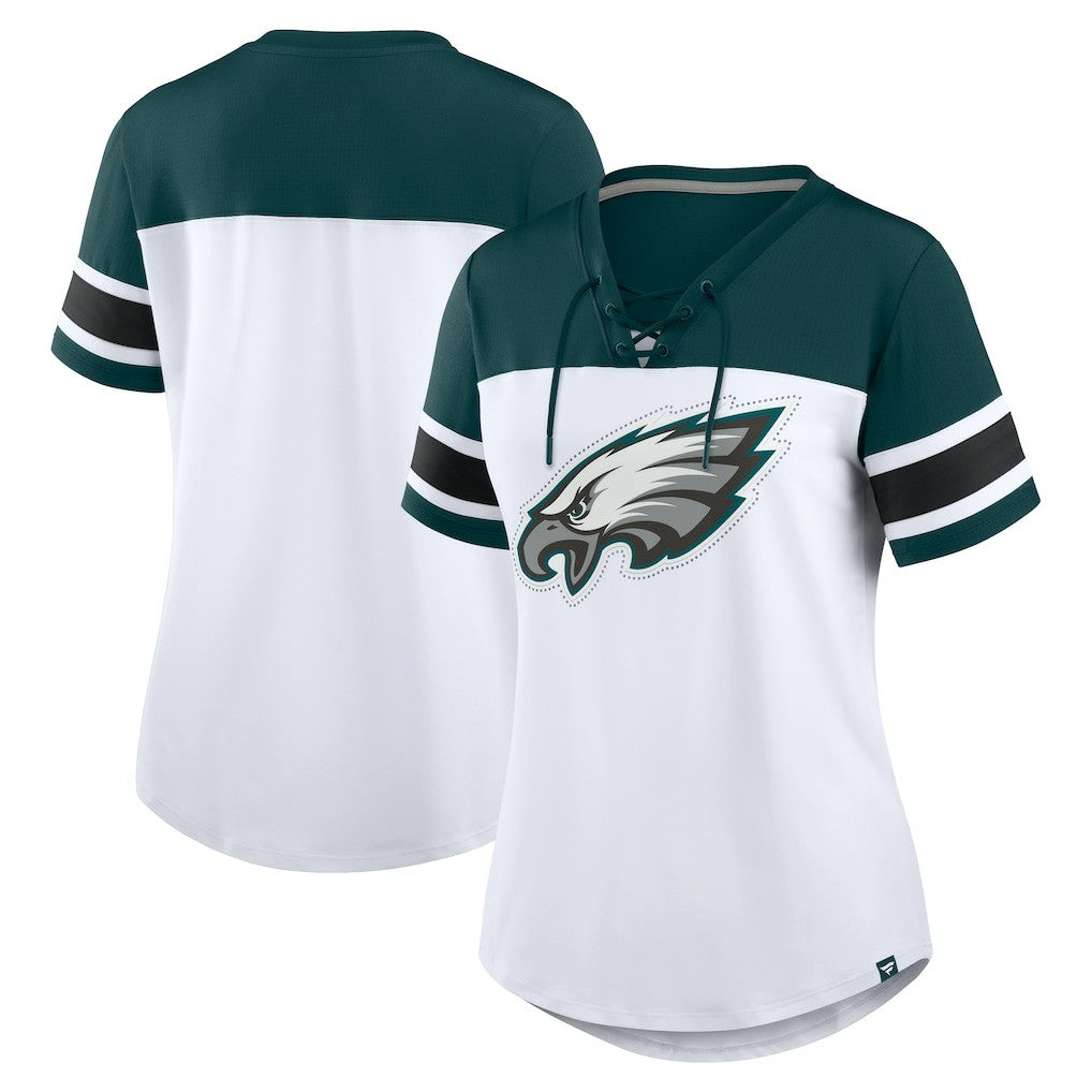 Women's Athena Rhinestone Lace-Up V-Neck T-Shirt - Philadelphia Eagles T-shirts