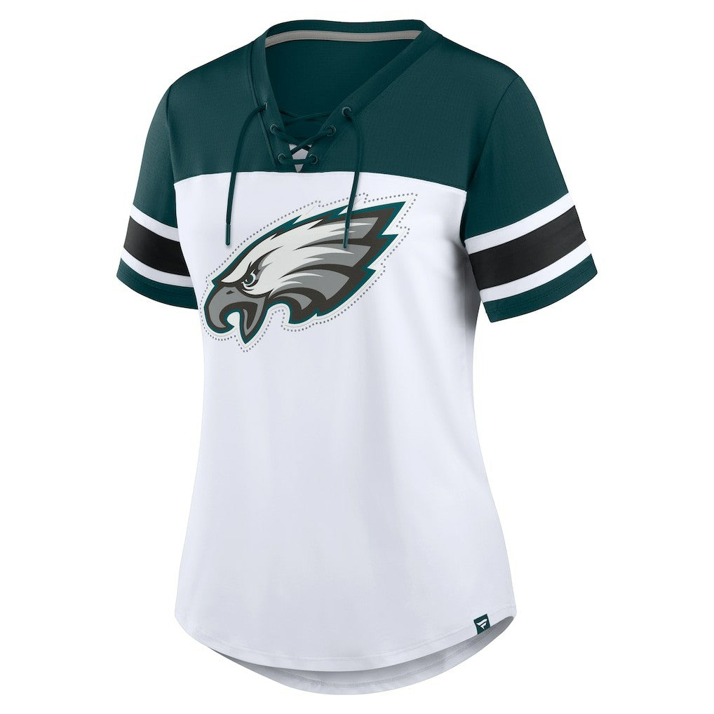 Women's Athena Rhinestone Lace-Up V-Neck T-Shirt - Philadelphia Eagles T-shirts