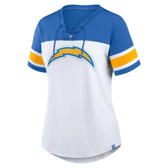 Women's Athena Rhinestone Lace-Up V-Neck T-Shirt - Los Angeles Chargers T-shirts