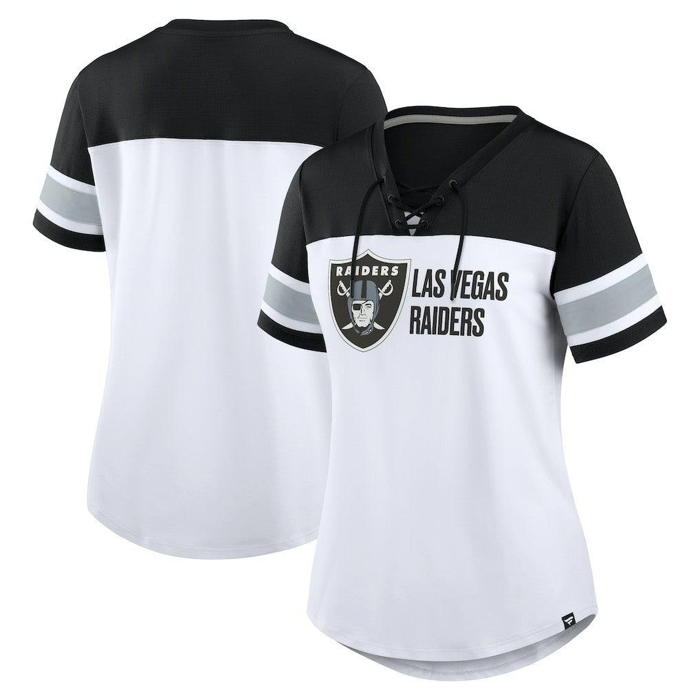 Women's Athena Lace-Up V-Neck T-Shirt - Las Vegas Raiders T-shirts