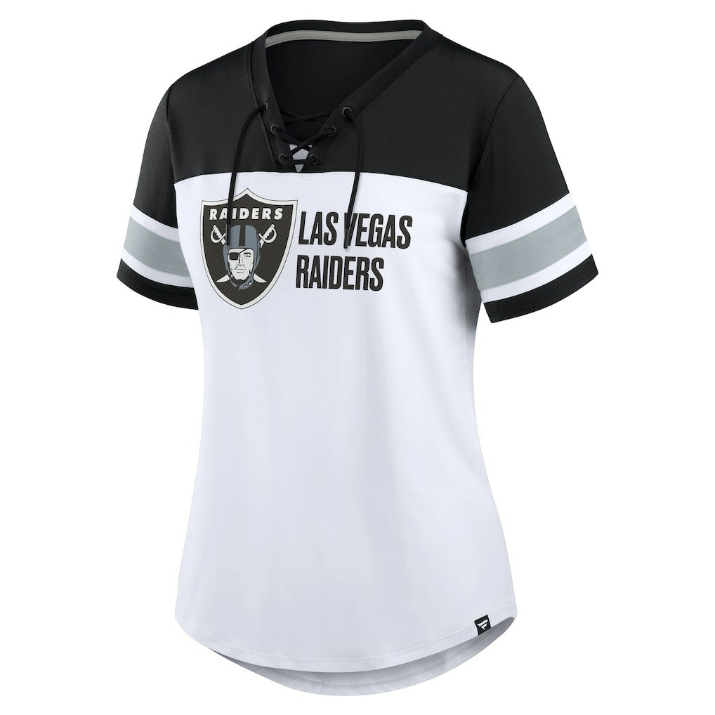 Women's Athena Lace-Up V-Neck T-Shirt - Las Vegas Raiders T-shirts