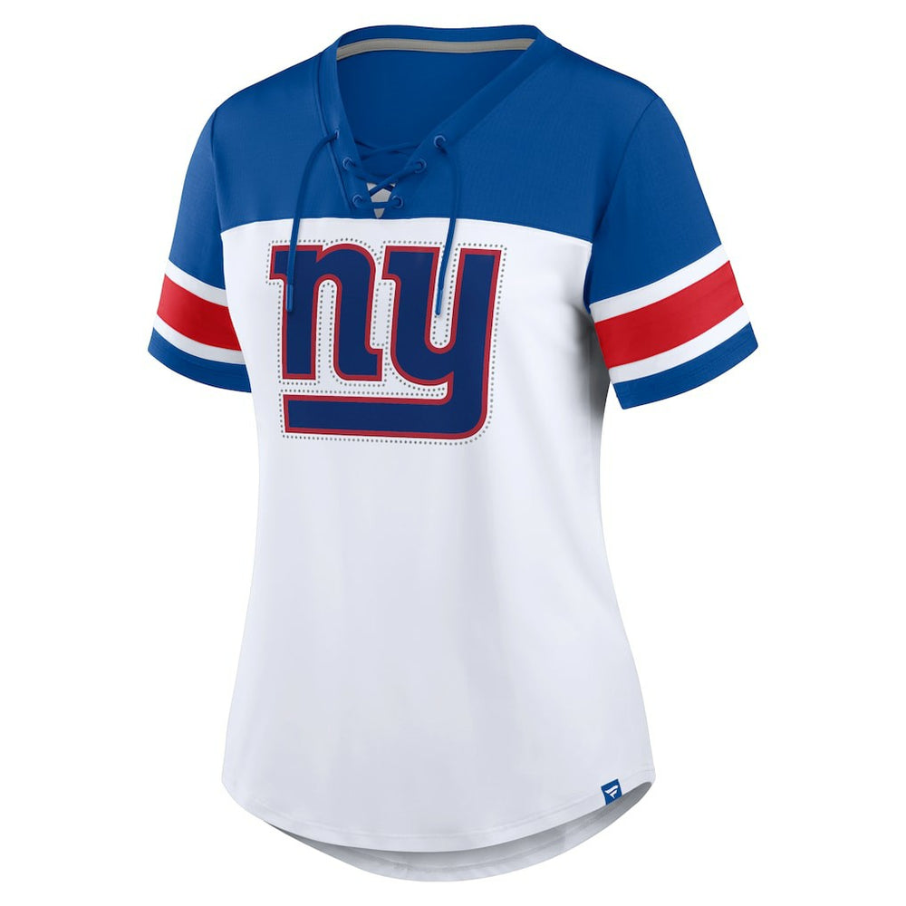 Women's Athena Rhinestone Lace-Up V-Neck T-Shirt - New York Giants T-shirts