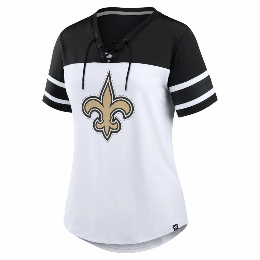 Women's Athena Rhinestone Lace-Up V-Neck T-Shirt - New Orleans Saints T-shirts